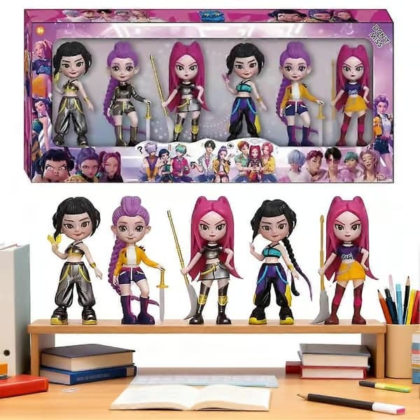 6 st K-POP Demon Hunters actionfigurer - Supergulligt koreanskt idol-samlarset, perfekt D