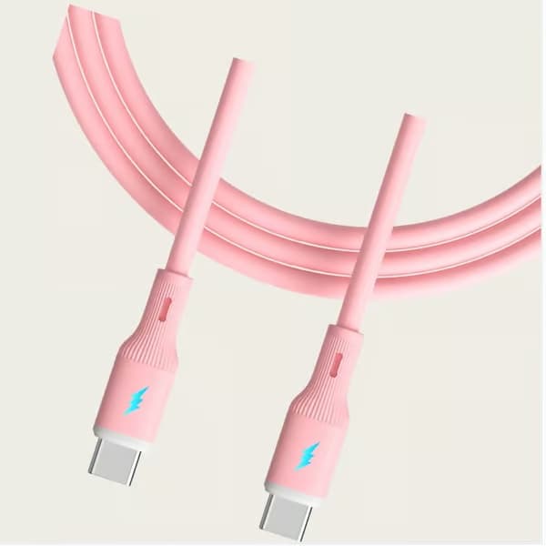 66W USB-C til USB-C hurtigladingskabel - Silikon, 100 cm - For hurtiglading og dataoverføring Pink