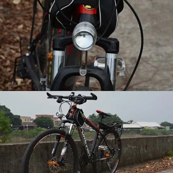 Cykel framlykta för navdynamo med bakljuskabel kompakt stark White