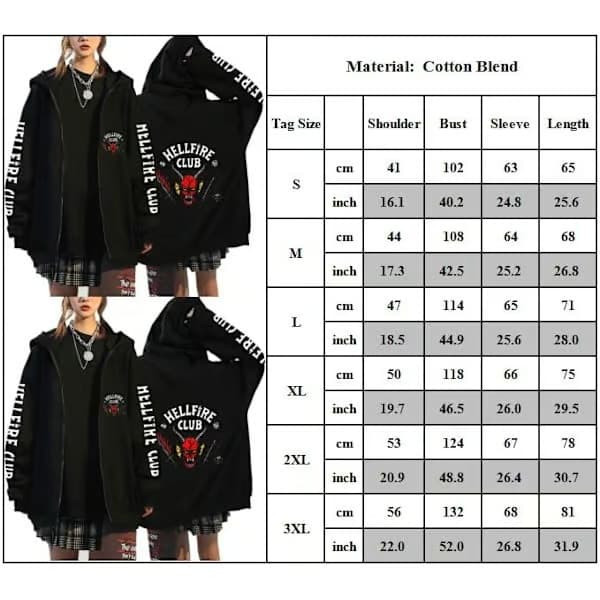 Stranger Things 4 Dame Sweatshirt Hættetrøje Oversize Kappa ZX 2XL