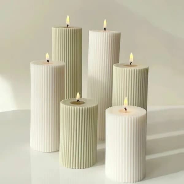 DIY Silikonljusform Ribbad Ljus Vit