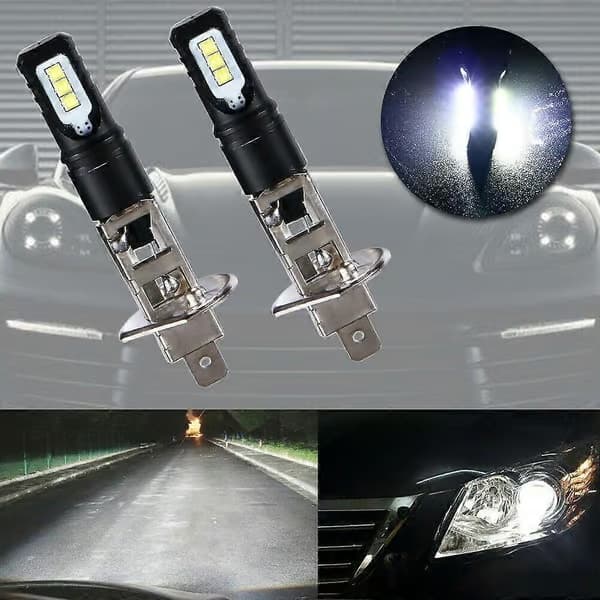 2X H1 6000K Superljus vit 6000LM DRL LED-strålkastarlampa kit helljus