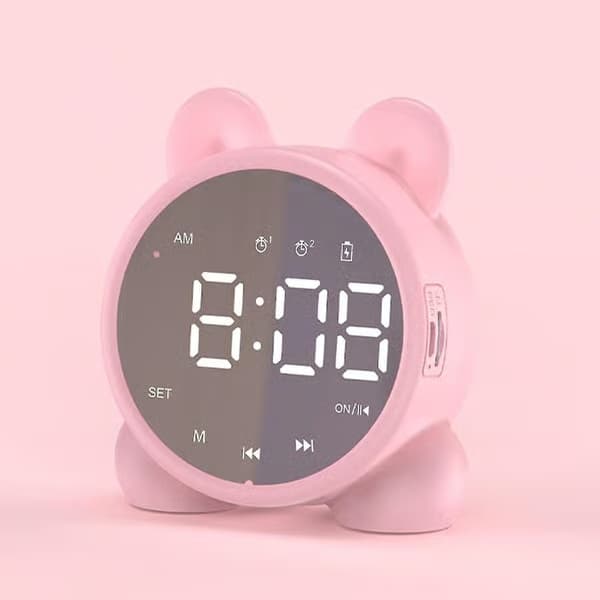 Digitala väckarklockor, Bluetooth-högtalare, väckarklocka Stereo LED-skärm Bluetooth Hem Barn Väckarklocka, Grön Pink