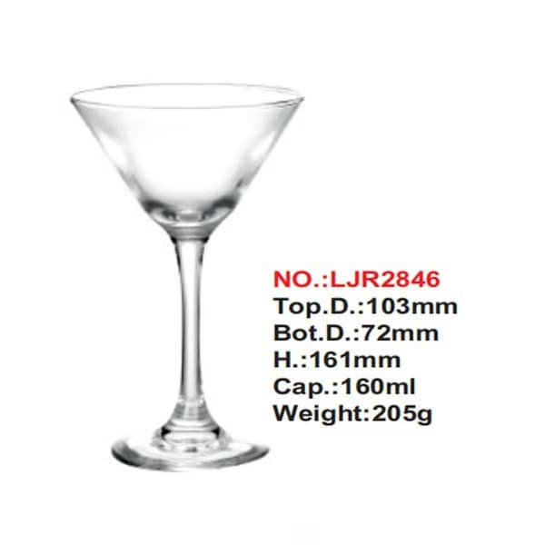 Martini-glas - Klassiska cocktailglas för Manhattan, Grasshopper, Espresso - 160 ml - 6-pack