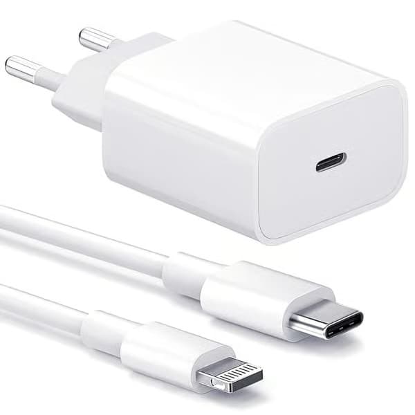 2-pak - Oplader til iPhone Adapter+Kabel 20W USB-C Hurtigoplader Hvid one size