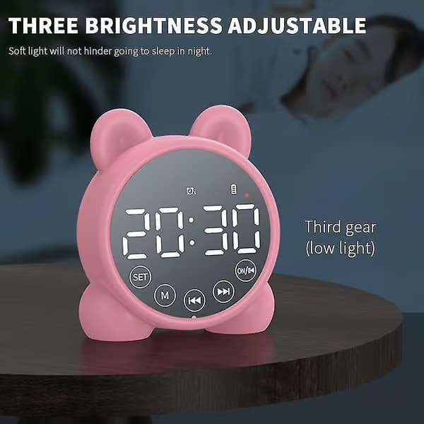 Digitala väckarklockor, Bluetooth-högtalare, väckarklocka Stereo LED-skärm Bluetooth Hem Barn Väckarklocka, Grön Pink