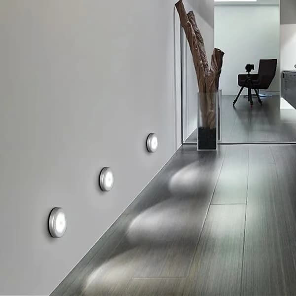3-pack LED-spotlights med rörelsesensor, silver