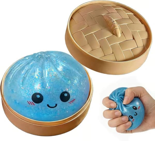 Glittrande Dumplings, Glittrande Dumplings Mjuk och Söt Presentförpackning, Fidget Spinner Sensorisk Mjuk Knådningsdekompressionsdeg light blue