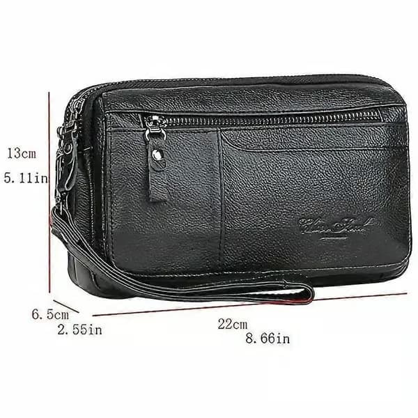 Mode Äkta Kohud Läder Herr Clutch Plånbok Herr Handledsväska Affärsväska brown