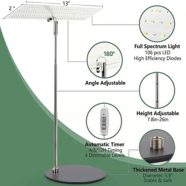 Fullspektrum LED Växtlampa 120 LED / Växtbelysning - Timer, Justerbar