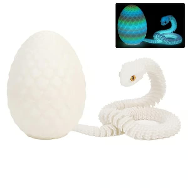 3D-printad cool orm med ögon och ägg, rörlig med flera leder, för vardagsrum, heminredning, accessoarer C0o0 Blå Grön Orm med Ägg Bluish green Snake with Egg