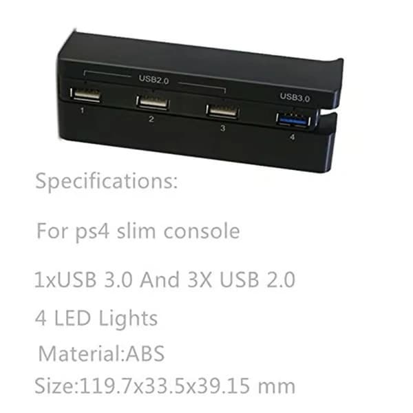 USB-hubb för PS4 Slim 4-portars USB-laddningsstationadapter (1USB 3.0, 3USB 2.0)