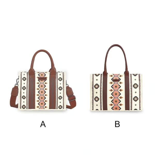 Wrangler tygväska västerländska väskor för kvinnor axelväska Boho Aztec handväskor NY, 100% ny Off-white L