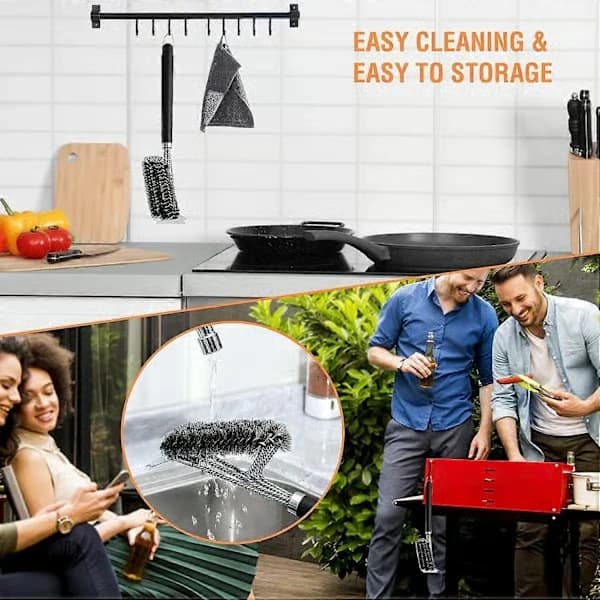 Grillborste, 2-pack Weber Grillborste med Skrapa, Rostfri Stålborste