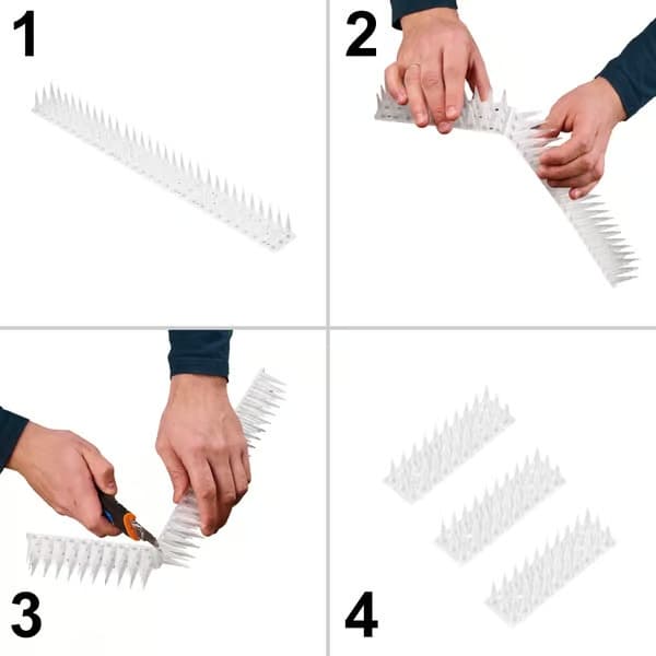 Fågelpiggar plast vit 8-pack 342 cm för balkong, fönsterbräda, räcke