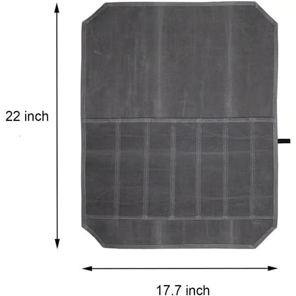 Knivväska - Vaxad Canvas Kockväska - 7 Knivfack - (Grå)