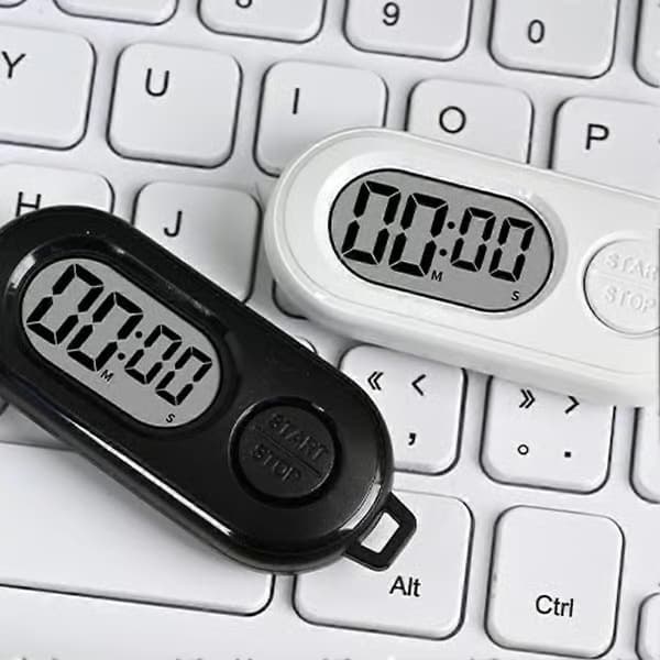 2 st nyckelringstoppur med LCD-skärm digital nedräkningstimer mini bärbart elektroniskt fickur