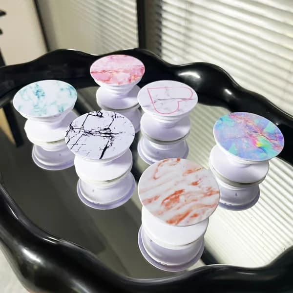 6-pack telefonhållare med Pop Socket-stativ, 360° roterande självhäftande telefonhållare