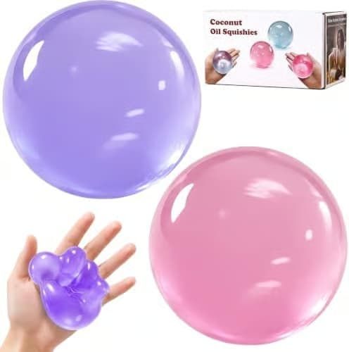 2-pack kokosolja Squishy - formbar fidget stressboll utan återfjädring 2 Pack Pink+purple