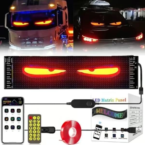 Devil Eyes LED-ögon för lastbilar och bilar, flexibel display, programmerbar (70 x 173 mm)