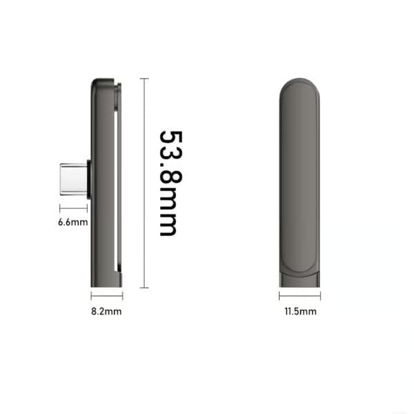 USB-C-hona till USB-C-hane-adapter med hopfällbart mobilstativ, 240W Max, aluminiumlegering + PVC, mörkgrå, 2-pack