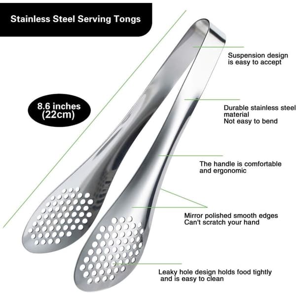 Set med 2 kökstänger i rostfritt stål, 23 cm, buffé flip-flop-stil, silver