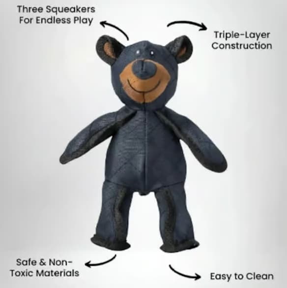 unbreaka-bear mighty bear tug- och tuggtålig hundleksak blue