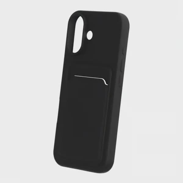 Silikondeksel med kortholder for iPhone 17 - Svart