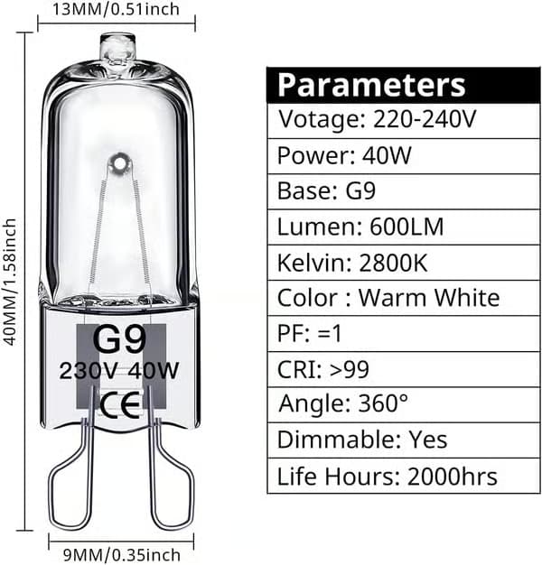 G9 Halogenlampor 40W