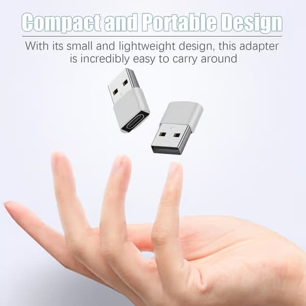 2-pack USB-C till USB-adapter för dataöverföring och laddning Silver
