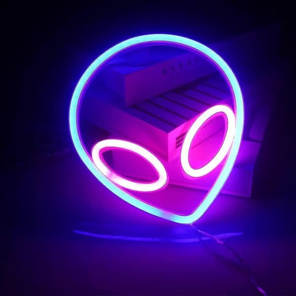 Alien Neonskylt LED Neon Väggskylt Rosa Blå Neonljus