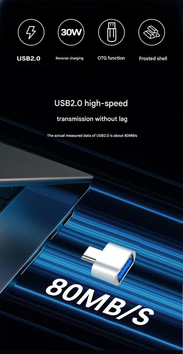 Mobiltelefon USB-minne usb2.0 OTG-adapter - usb2.0 till typ-c-adapter - Android-omvandlare Micro connector Black Short