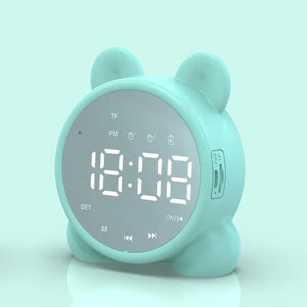 Digitala väckarklockor, Bluetooth-högtalare, väckarklocka stereo LED-skärm Bluetooth hem barn väckarklocka Green