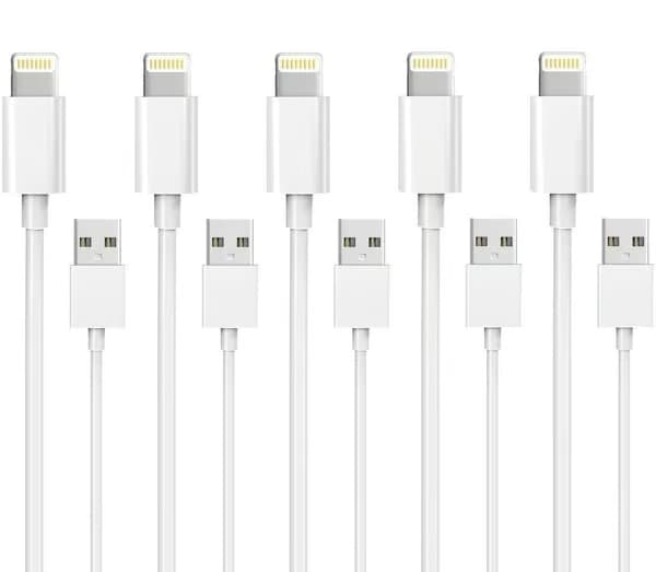 5-pack 1M Lightning-laddare iPhone 13/12/11/Xs/Max/X/8/7/6/5/SE