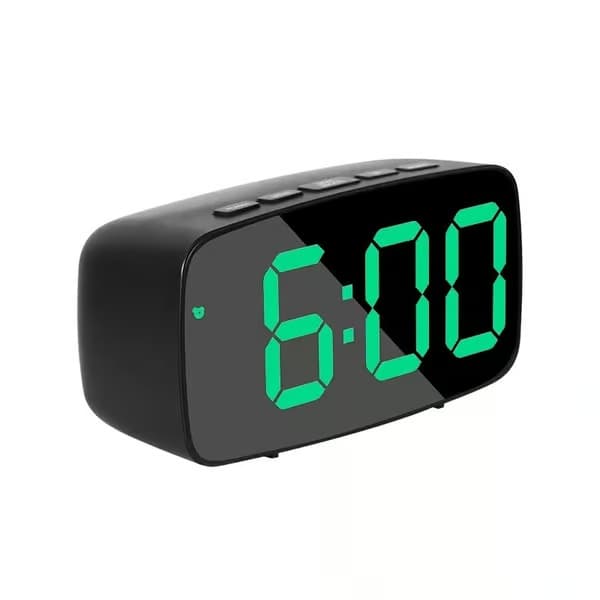 Smart digital väckarklocka för sängen, grön LED rese-USB bordsklocka med 12/24h datum temperatur snooze