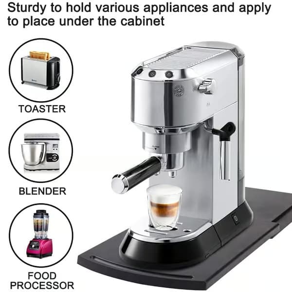 Kjøkkenuttrekkbart brett med hjul for kaffemaskin