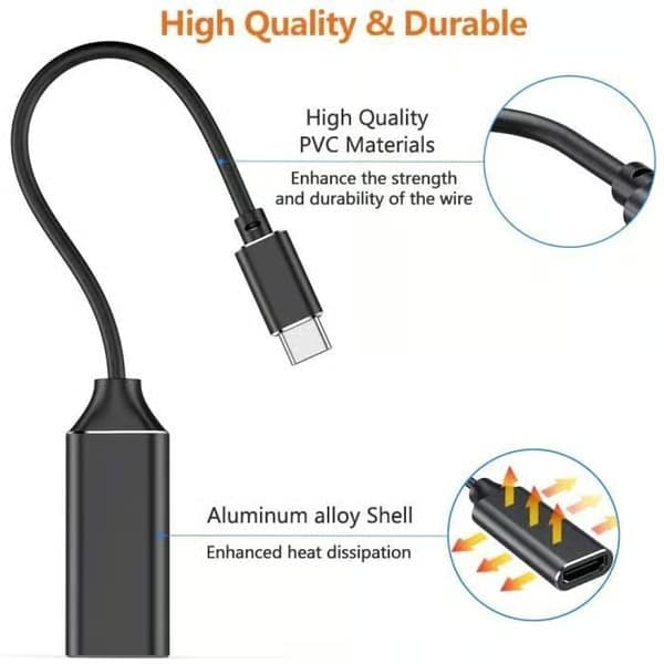 USB C till HDMI-adapter 4K, USB typ C till HDMI-adapterkabel [Thunderbolt 3-kompatibel (svart)]