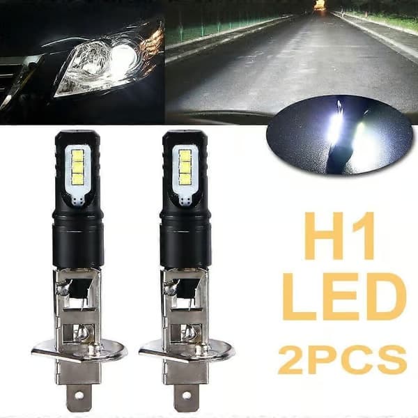2X H1 6000K Superljus vit 6000LM DRL LED-strålkastarlampa kit helljus