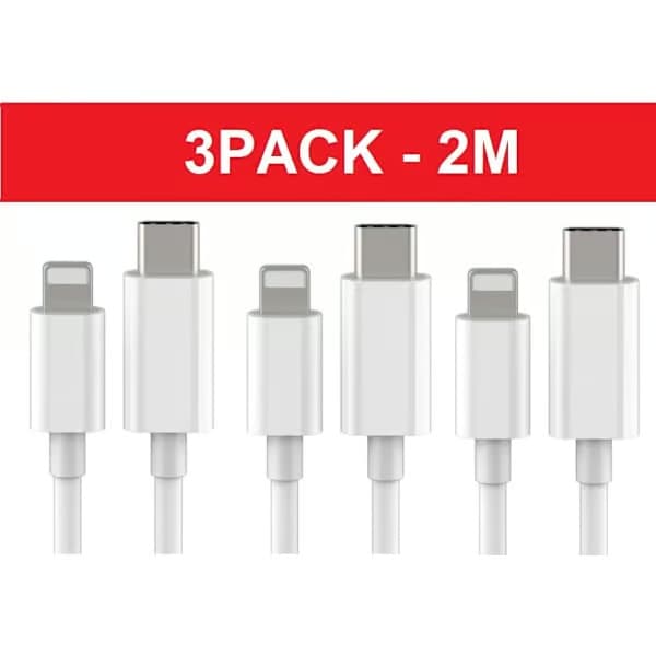 3-pack 2m Lightning-kabel laddning och överföring 2st USB-C Vit - 3-PACK 2M laddningskabel 3-PACK 2M laddkabel