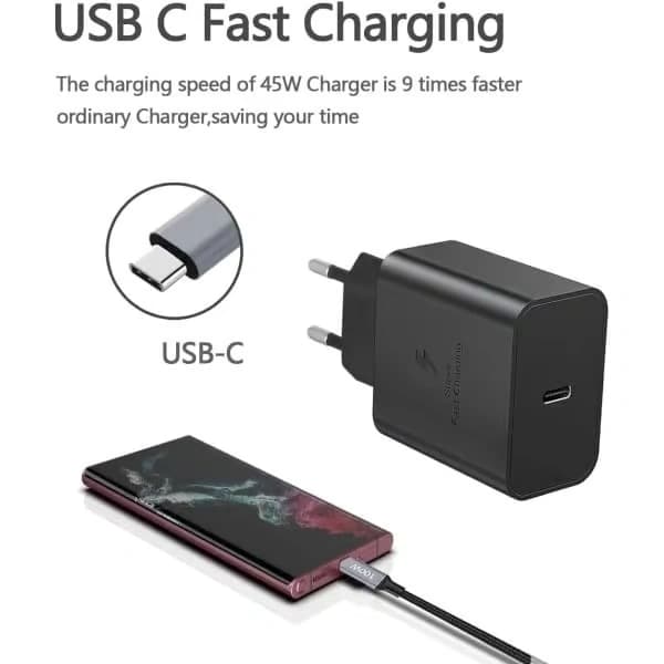 2-pack Samsung 25W Kompatibel Snabbladdare Adapter & USB-C Kabel 1m, Svart 2-pack Samsung (45W Black)