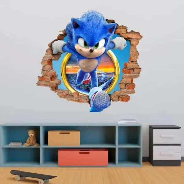 Sonic väggdekal, barnrumsvägg med tecknat motiv
