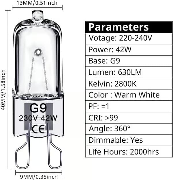 G9 Halogenlampor 42W