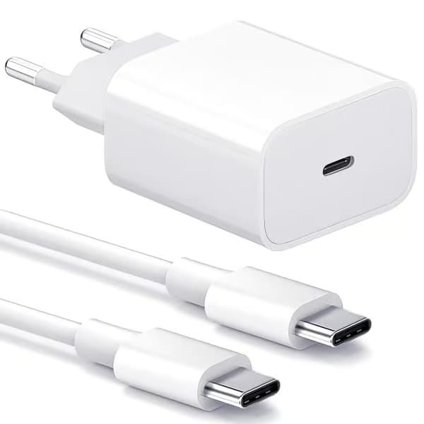 Laddare - Snabbladdare 20W USB-C - Adapter + Kabel 2m Vit 2-Pack USB-C