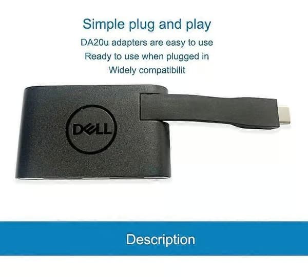 Dell DA20U Adapter-USB-C till HDMI/USB-A - Plug and play