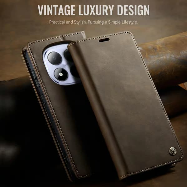 CASEME Plånboksfodral för Xiaomi Redmi Note 15 Pro 5G - Kaffe Mörkbrun
