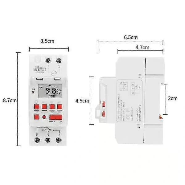 TM919B 220V 30A Programmerbar Digital Timerbrytare Din Automatiska Timerkontroll för Lampor, Fläktar -SY