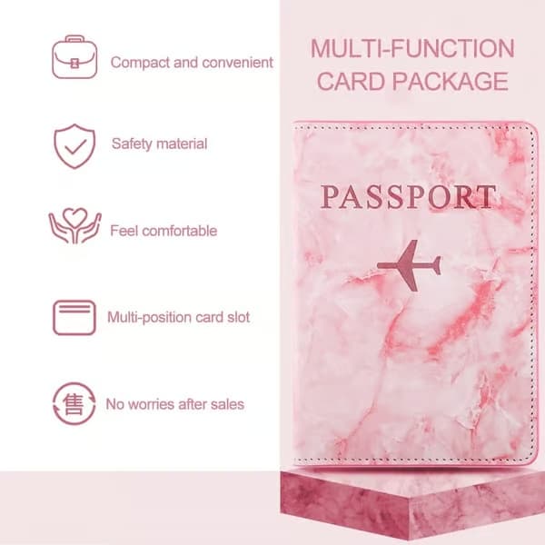 Passfodral, Passomslag, Passfodral med RFID-skydd, Passhållare för kvinnor och män (Rosa)
