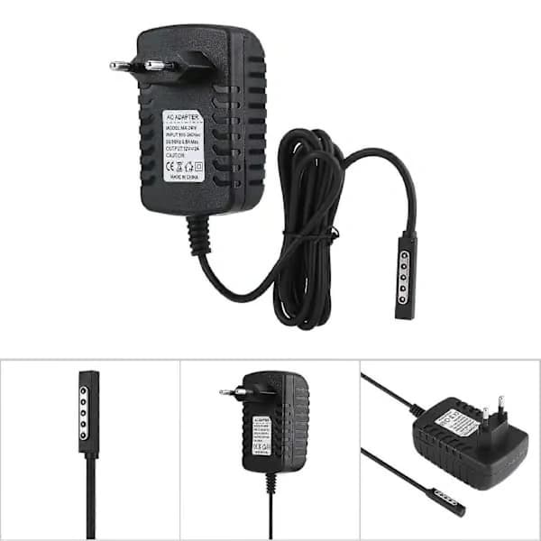 12V 2A surfplatteladdare för Microsoft Surface RT/RT2, med europeisk standardkontakt, 100-240V