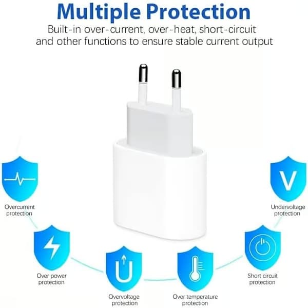 2-pack - iPhone-laddare - Snabbladdare - Adapter + 2 m kabel 20 W Lightning Vit iPhone 2-Pack Lightning