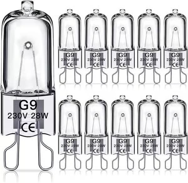 G9 halogenlampor 28W, 230V, 10-pack 28W